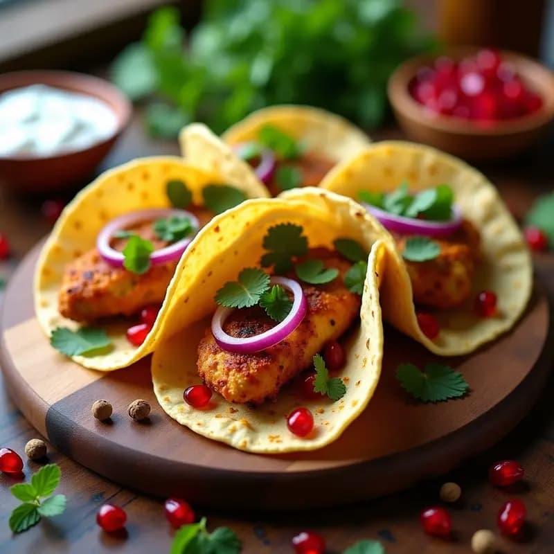 Tikz Tacos de Pollo al Estilo Cachemir: Receta India con Yogur, Menta y Especias en Airfryer