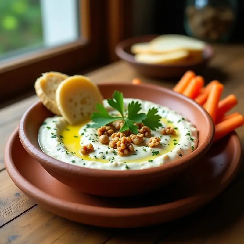 Tikziki Georgian de Berenjena y Nueces: Dip Cremoso Sin Lácteos