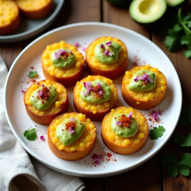 Timbales de Maíz y Elote: Receta Mexicana Vegana con Chile en Polvo y Crema de Aguacate