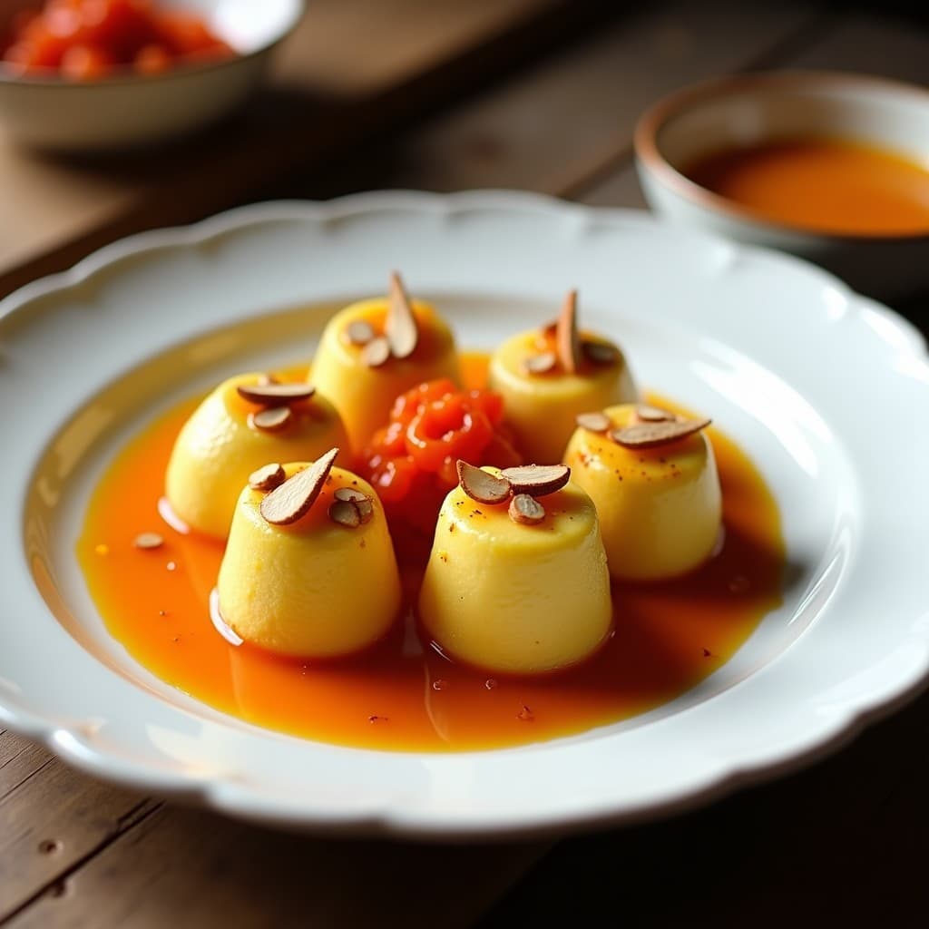 Timbales de Puré de Coliflor y Azafrán con Salsa de Pimentones Asados: Receta Española Keto