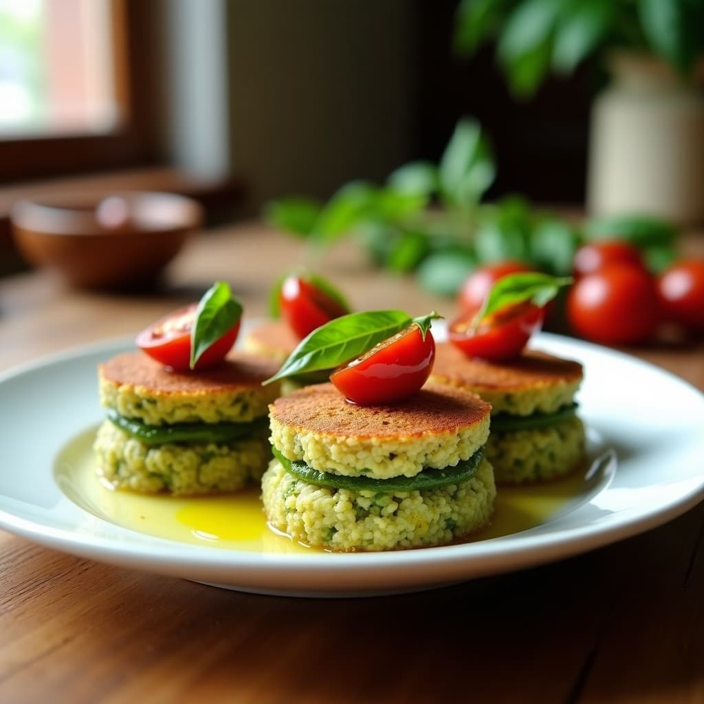 Timbales de Quinoa y Pesto de Albahaca con Tomates Confitados: Receta Italiana Sin Gluten en Thermomix