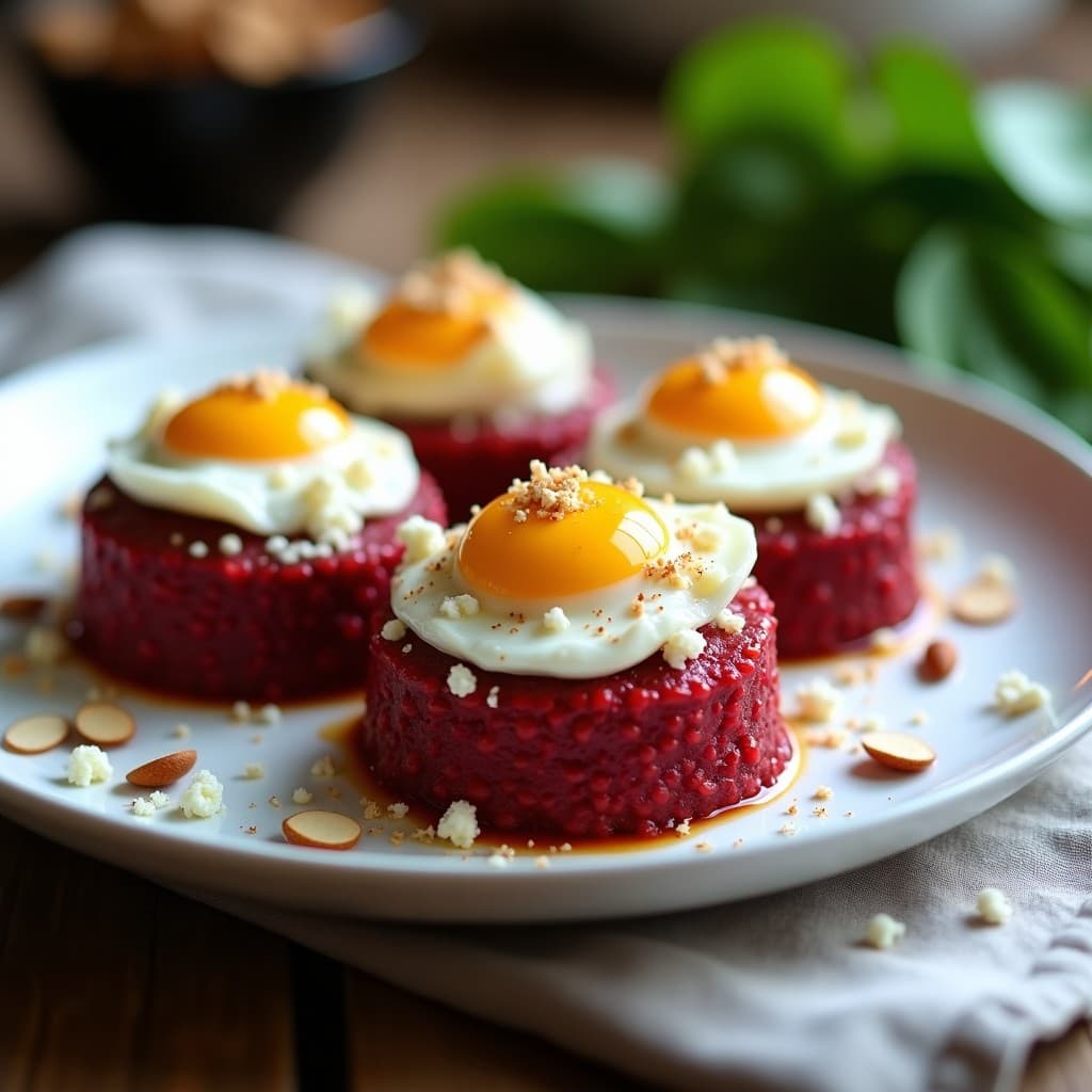 Timbales de Quinoa y Remolacha con Huevo Poché: Receta Peruana Alta en Hierro para Tupper