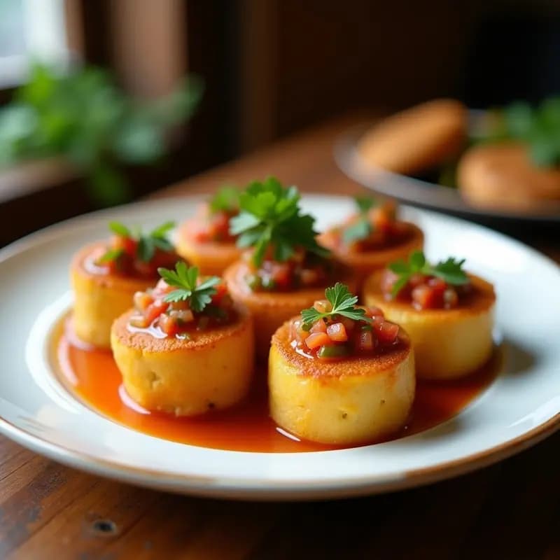 Timbales de Yuca y Carita con Salsa Criolla: Entrante Colombiano Sin Gluten