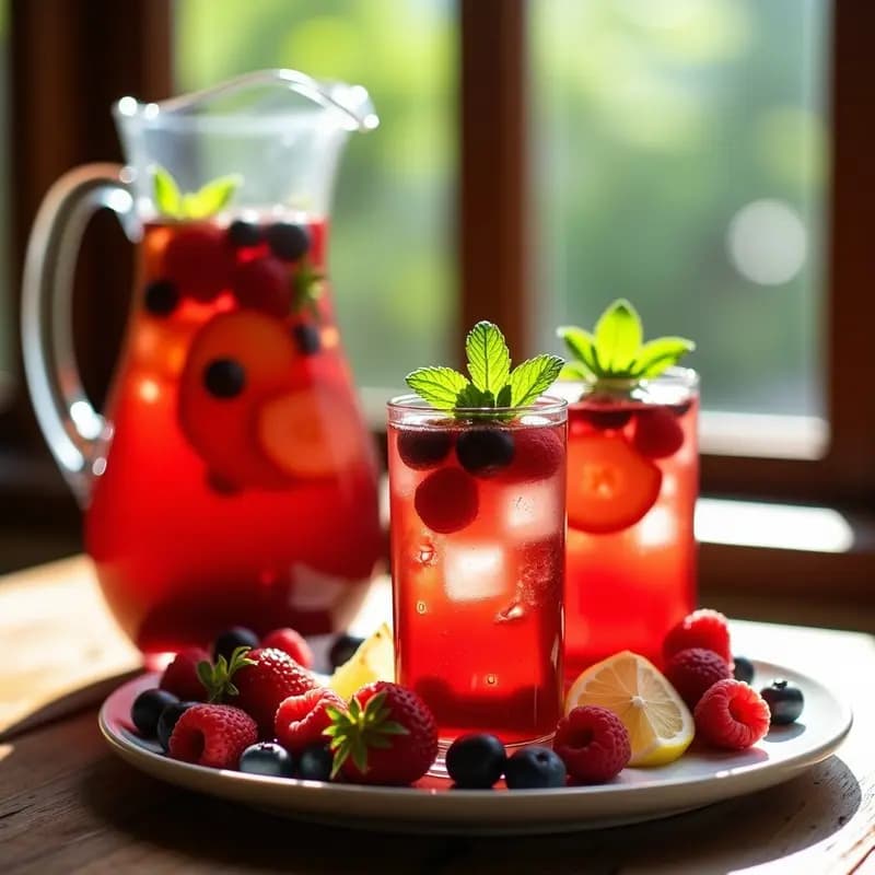 Tinto de Verano con Frutas Rojas y Hierbas Aromáticas: Cóctel Español Fácil y Económico