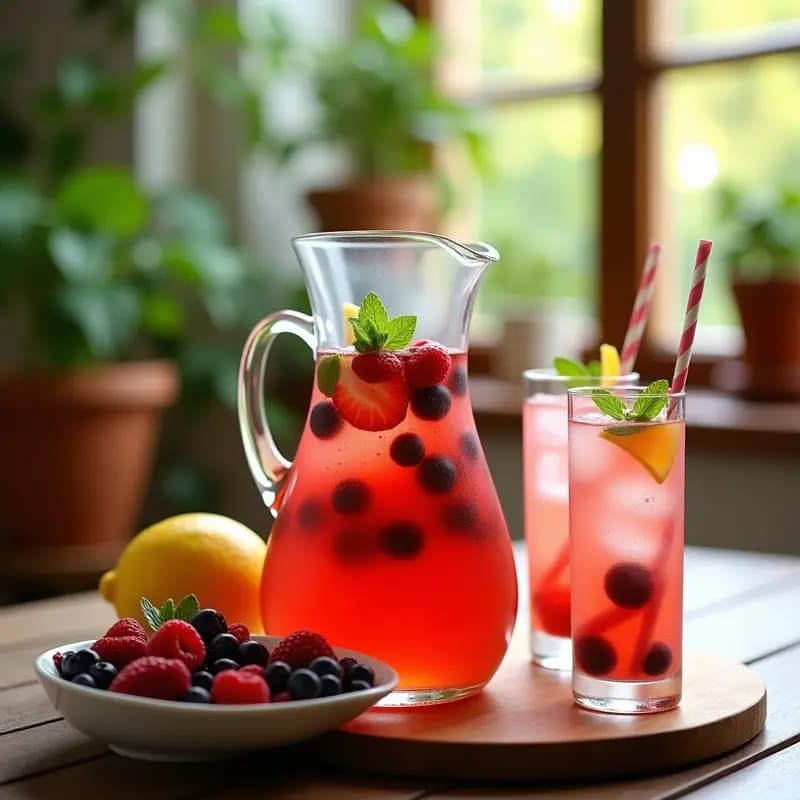 Tinto de Verano con Frutas Rojas y Menta: Refresco Español Ligero y Sin Alcohol