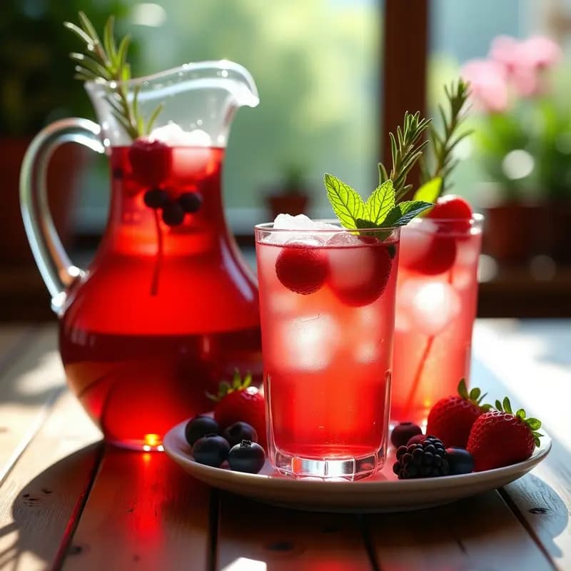 Tinto de Verano con Frutos Rojos y Hierbas Aromáticas: Cóctel Fresco y Natural