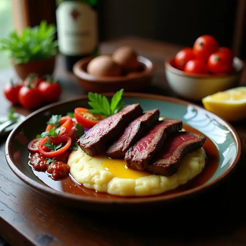 Tira de Asado Argentino con Salsa Criolla y Puré de Papa: Receta Clásica en Olla Exprés