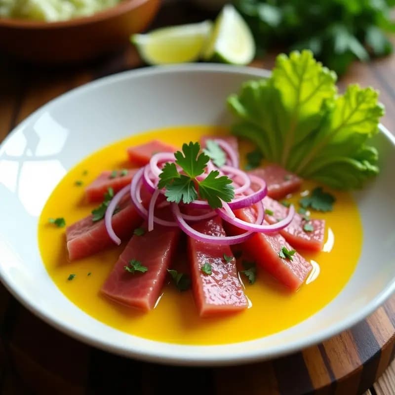 Tiradeito de Res con Salsa de Ají Amarillo: Receta Peruana Picante y Sin Cocción