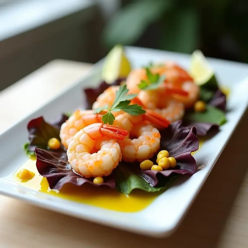 Tiradito de Langostinos con Salsa de Maracuyá y Jengibre: Receta Peruana Fresca y Picante