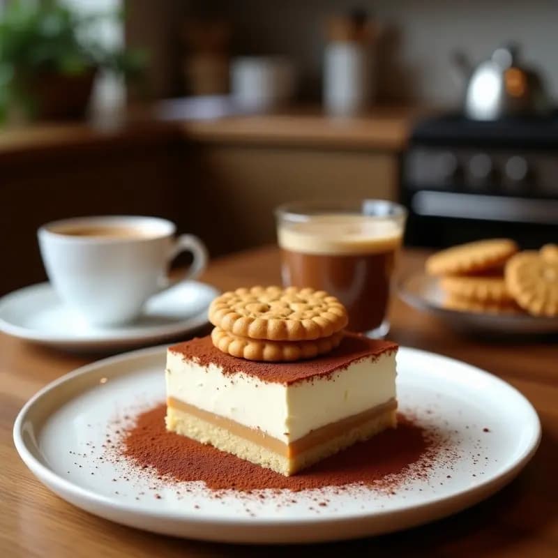 Tiramiásu de Café y Mascarpone con Biscuits de Almendra: Postre Italiano Sin Horno y Keto