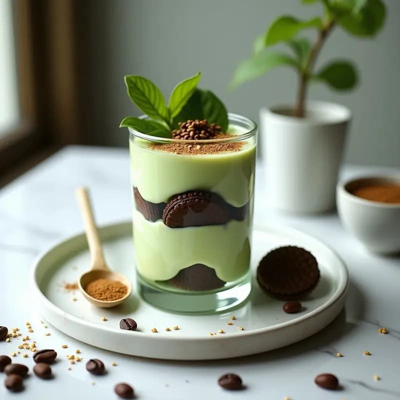 Tiramisú de Café y Matcha: Versión Japonesa con Mascarpone Vegano y Galletas de Sésamo
