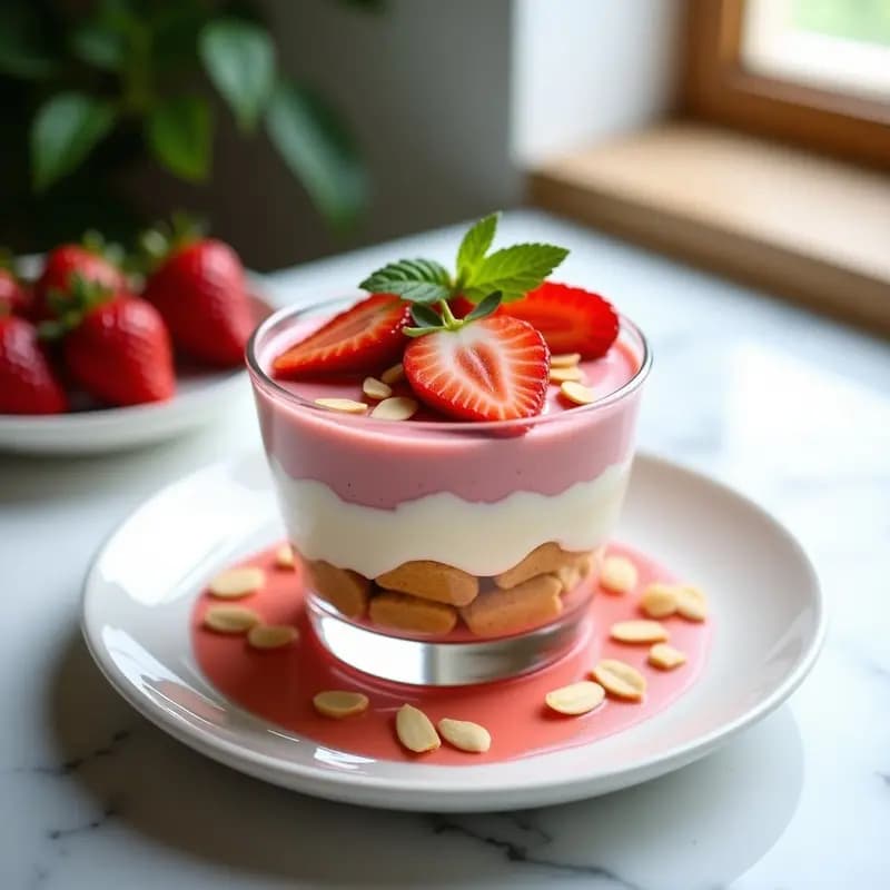 Tiramisú Francés de Fresas y Vino Rosado: Postre Elegante sin Huevo Crudo