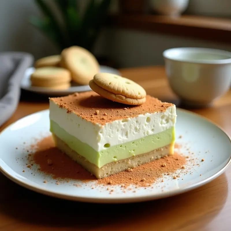 Tramisu de Matcha y Coco con Galletas Sin Gluten: Postre Italiano Fusion Keto