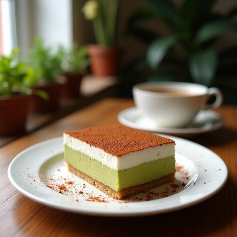 Tiramisú de Matcha y Coco: Postre Japón-Italiano Sin Lácteos y Sin Horno