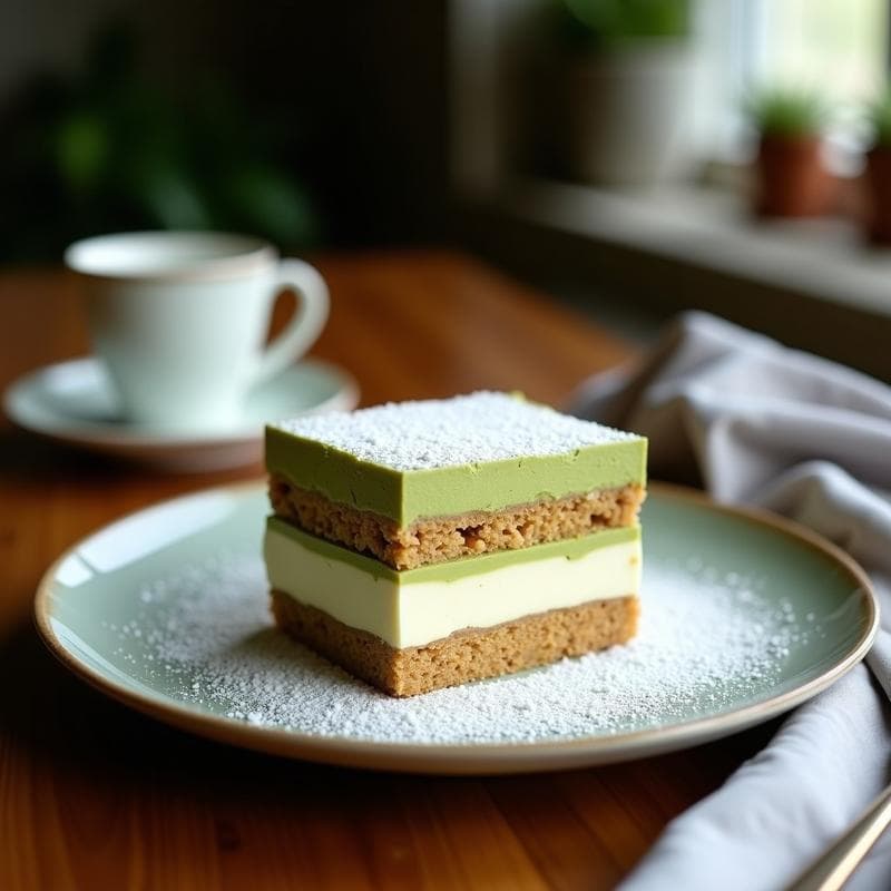 Tiramisú de Matcha y Coco: Postre Vegano Sin Huevo y Sin Azúcar en 4 Capas