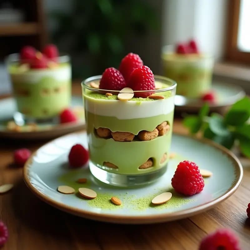 Tiramisú de Matcha y Frambuesas: Receta Italiana con Toque Japonés Sin Horno