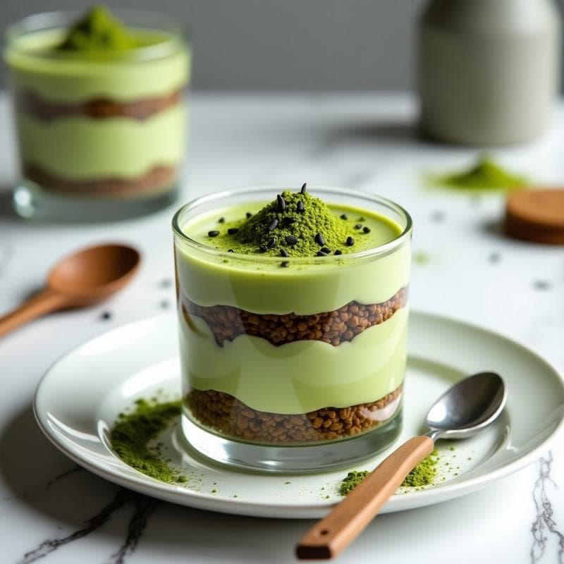 Tiramisú de Matcha y Galletas de Arroz: Postre Keto Sin Azúcar y Sin Horno