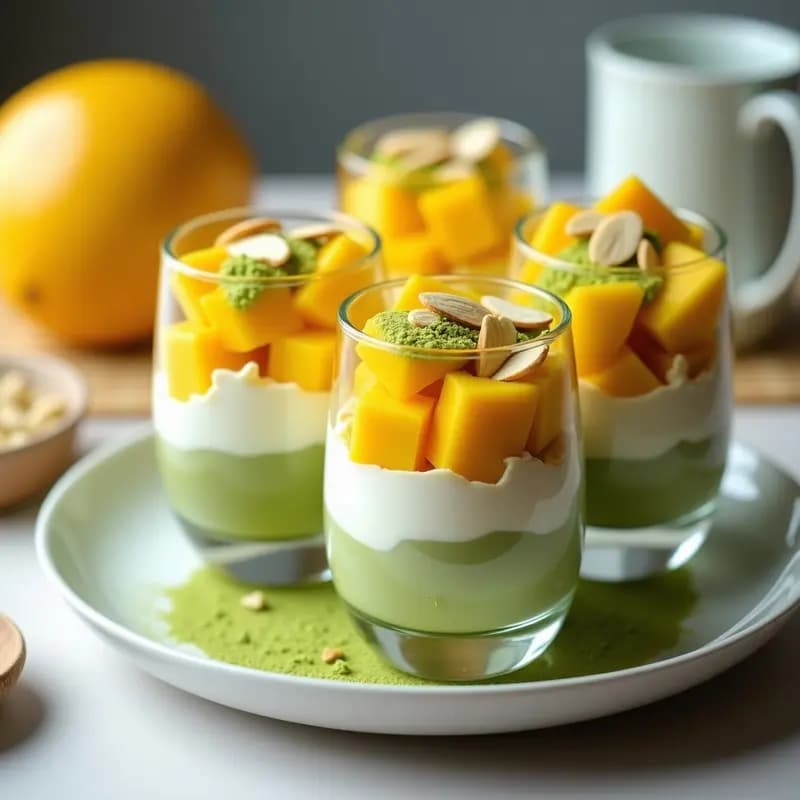 Tiramisú de Matcha y Mango: Postre Japonés-Italiano Sin Alcohol