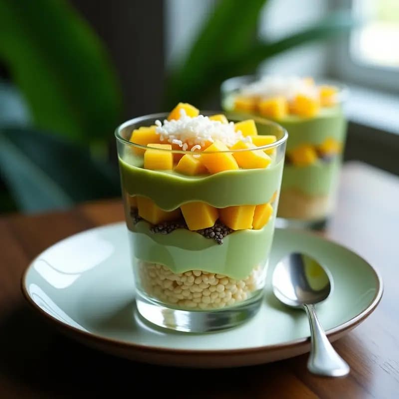 Tiramisú de Matcha y Mango: Postre Japonés Sin Lácteos con Capas de Biscuit de Arroz