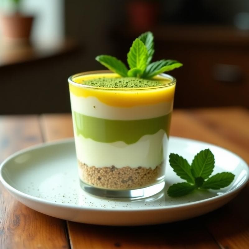 Tiramisú de Matcha y Maracuyá: Postre Keto Sin Azúcar con Capas de Mascarpone