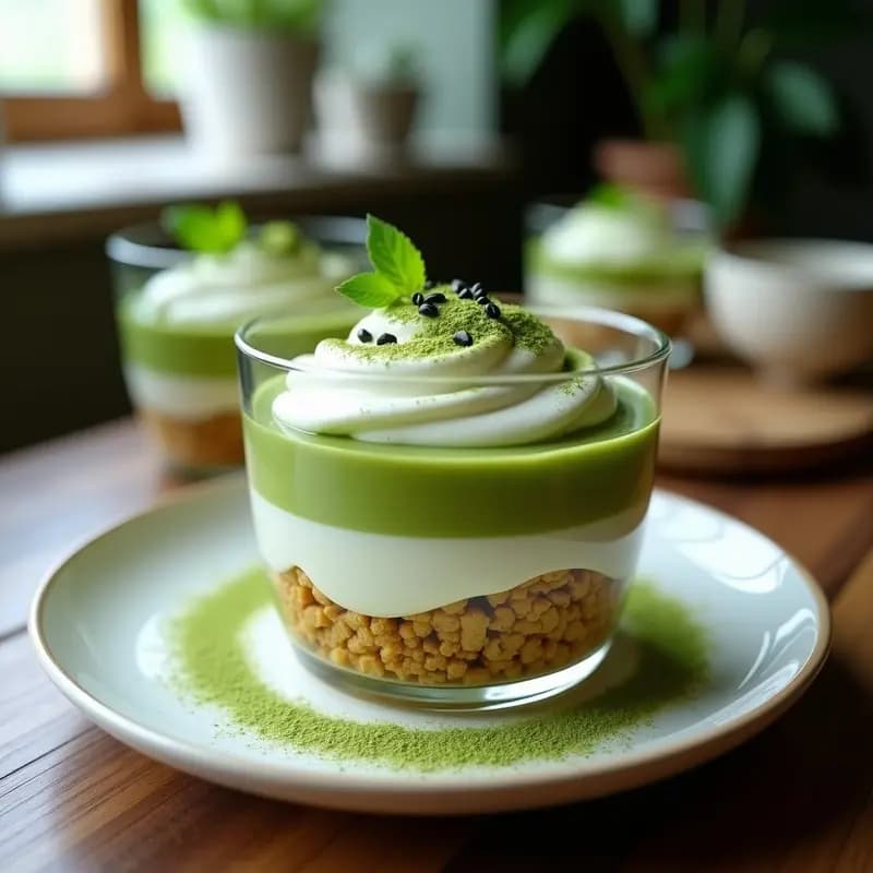 Tiramisú de Matcha con Biscuits de Soja: Postre Italiano-Japonés Sin Gluten y Sin Lácteos