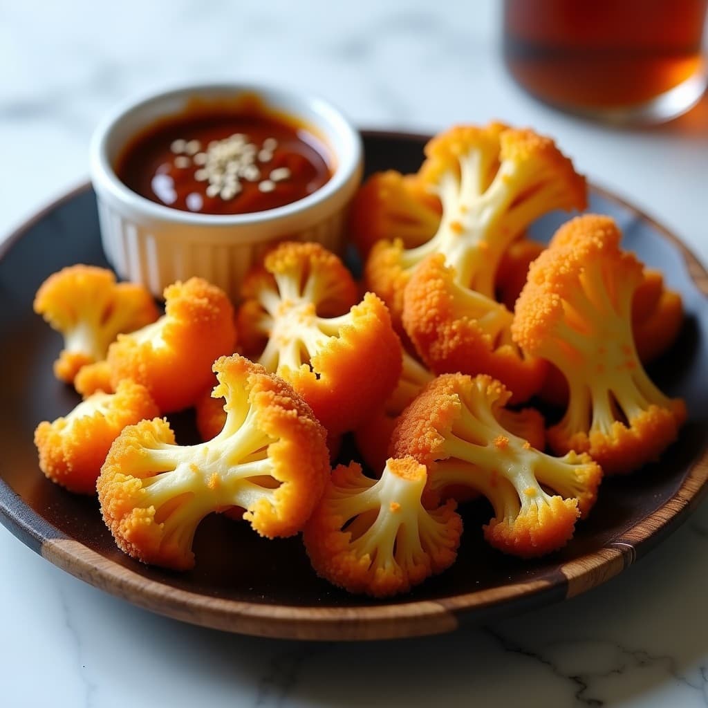 Tiras de Coliflor Crujientes con Salsa Barbacoa de Dátiles: Snack Keto en Airfryer