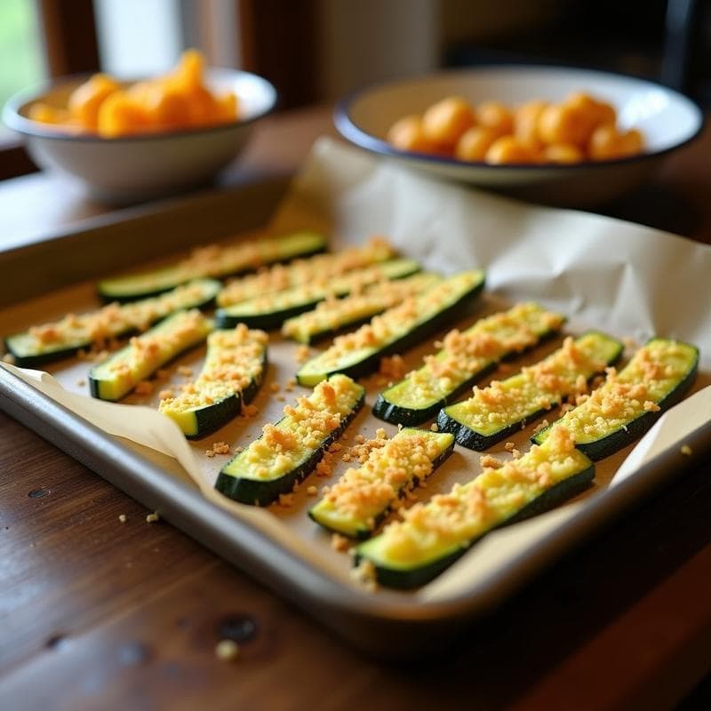Tiras de Calabacín al Horno con Parmesano: Receta Crujiente y Sin Gluten en 20 Minutos