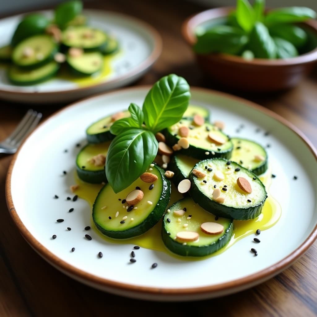 Tiras de Zucchini al Pesto de Albahaca y Piñones: Entrante Keto Sin Cocción en 10 Minutos
