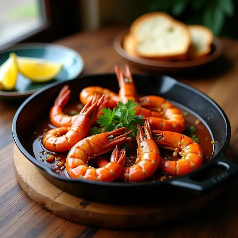 Tirinad de Langostinos al Ajillo y Limón: Receta Brasileña en Sartén con Cerveza Negra