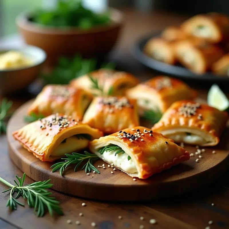 Tiropita Griega con Queso Feta y Hoja Filo: Empanadillas Crujientes y Saladas