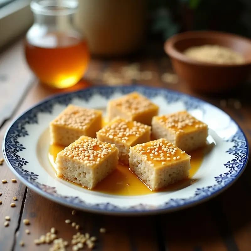 Tiste de Semola con Miel y Sésamo: Postre Marroquí Sin Gluten y Energético