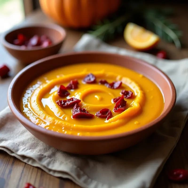 Tiznao andaluz: puré de calabaza y patata con pimientos secos