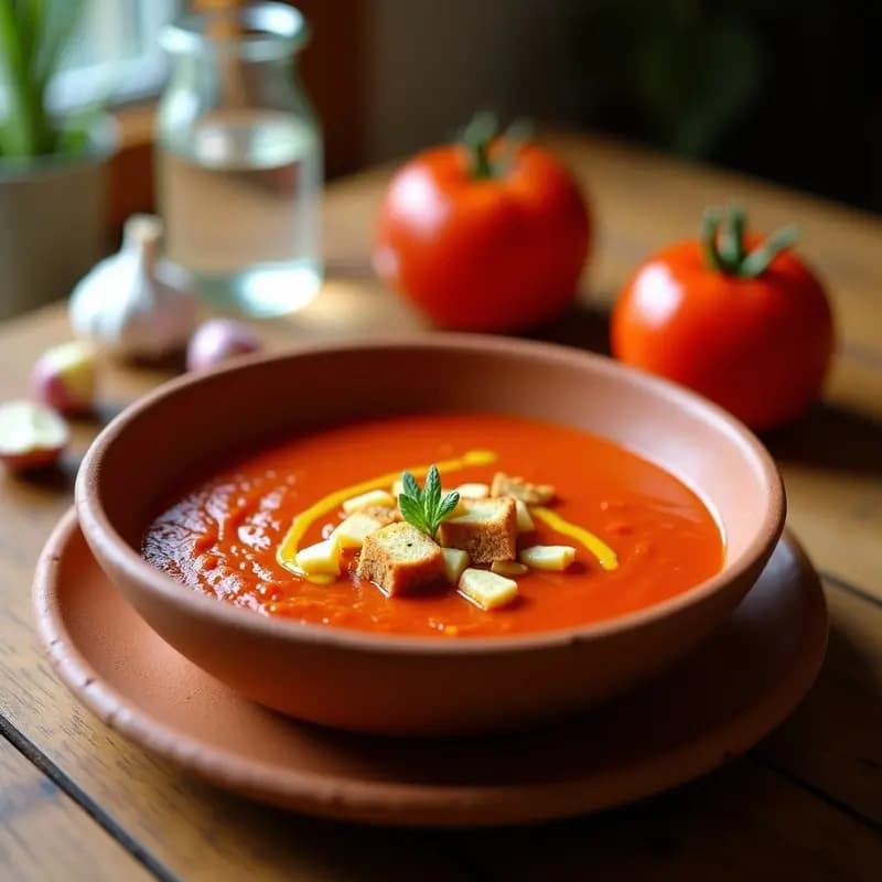 Tiznao: Crema Fría Manchega de Tomate, Ajo y Pan