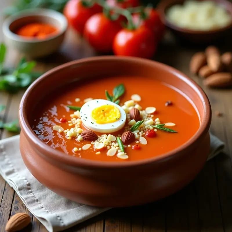Tiznao Manchego con Queso y Pimentón: Sopa Fría de Verduras de la Huerta