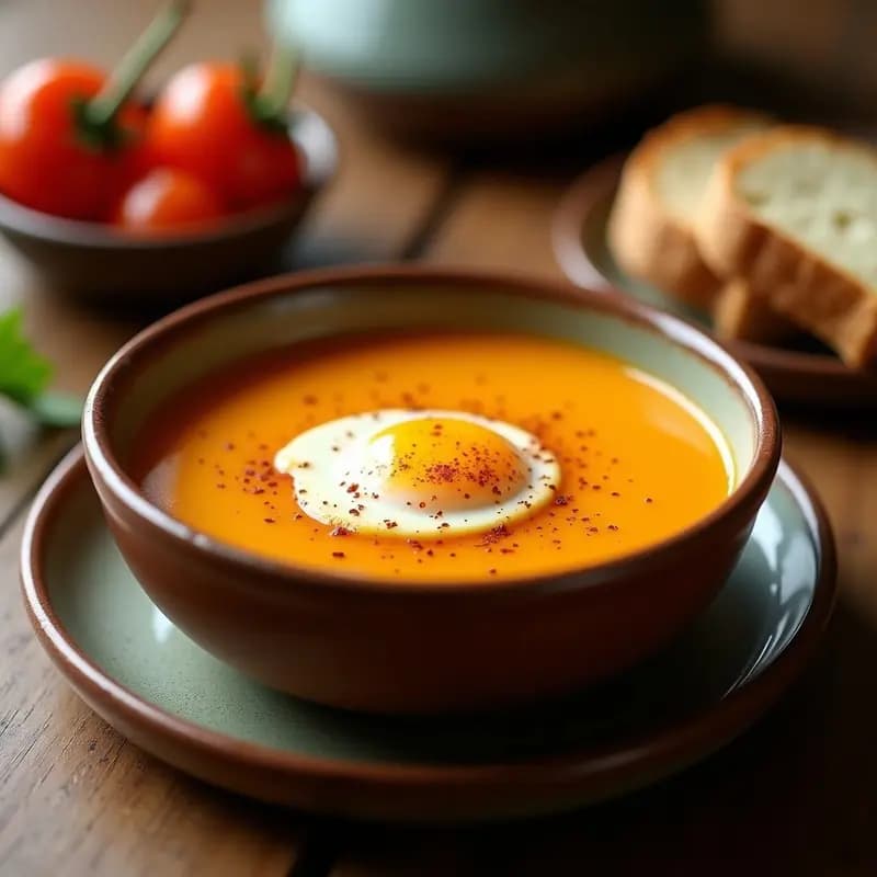 Tiznao: Sopa Murciana de Calabaza y Ñora con Huevo Poché