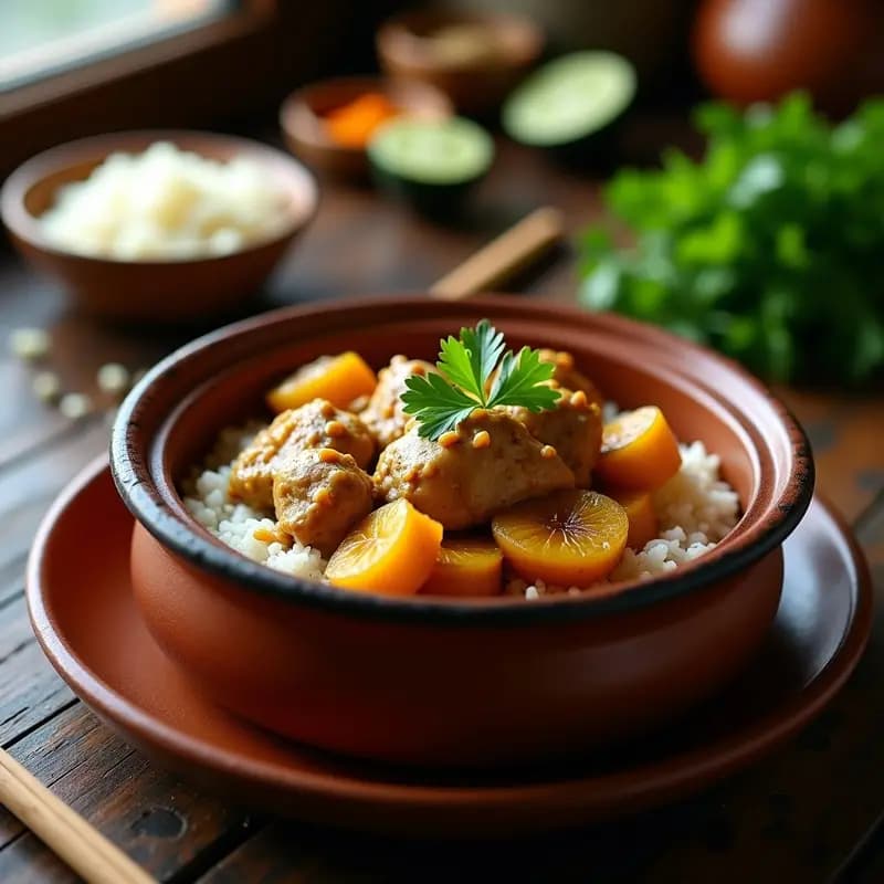 Tjin Tjin de Pollo y Plátanos Machos: Estofado Surinamés Dulce-Salado