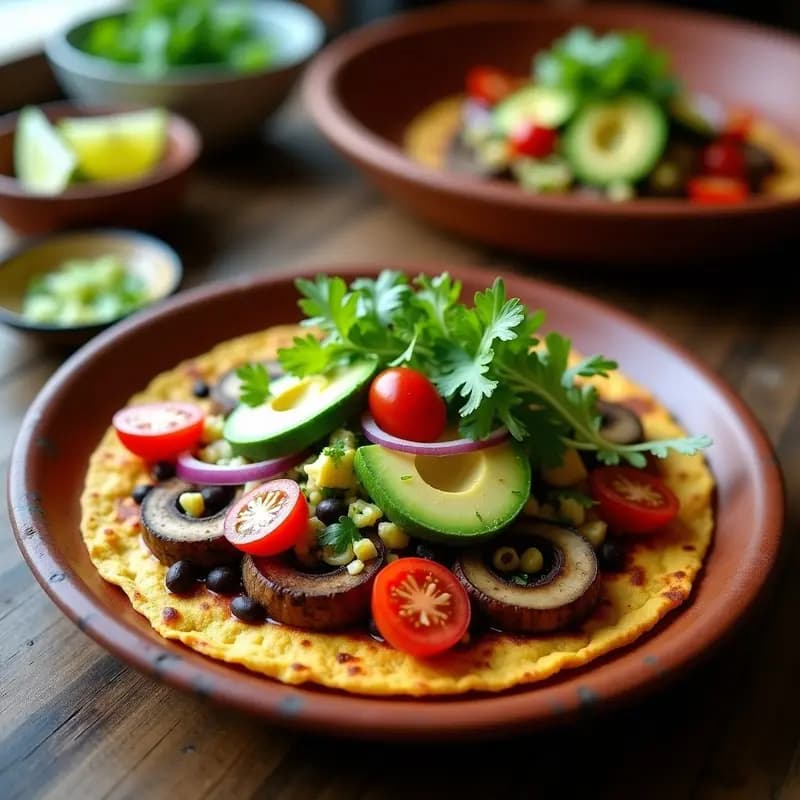 Tlayuda de Hongos Portobello y Queso Oaxaca: Receta Mexicana Vegana al Comal