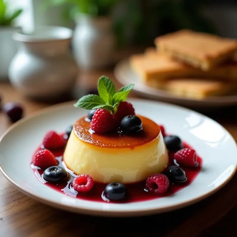 Tocino de Cielo con Salsa de Frutos Rojos: Postre Andaluz Sin Azúcar Añadido