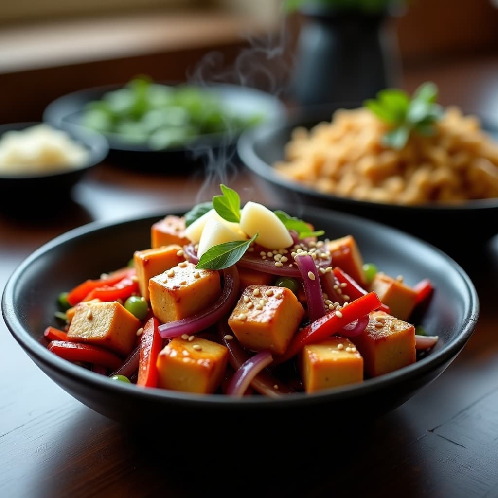 Tofu Ahumado con Salsa de Ciruelas Pasas y Jengibre: Receta China Vegana en 25 Minutos