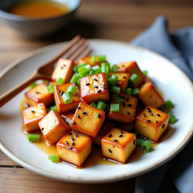 Tofu al Miso con Glaseado de Miel y Sésamo: Receta Japonesa Crujiente en Airfryer
