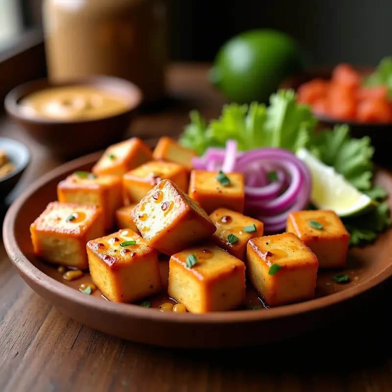 Tofu al Satay con Salsa de Maní y Pimienta de Cayena: Receta Indonesa en Airfryer