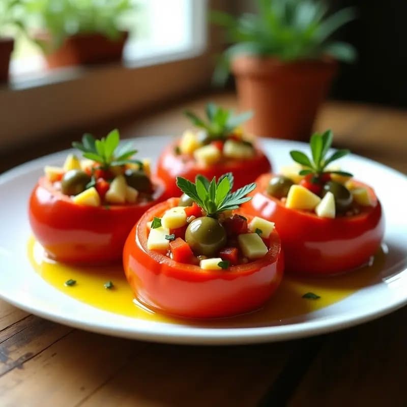 Tomates Rellenos de Bonito y Pimientos: Tapa Fría para Verano Sin Cocinar