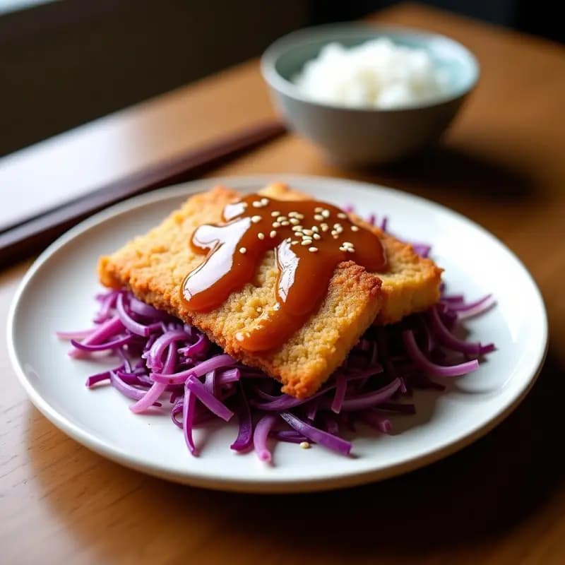 Tonkatsu Japonés con Salsa de Curri y Repollo Morado: Plato Principal Crujiente en Airfryer
