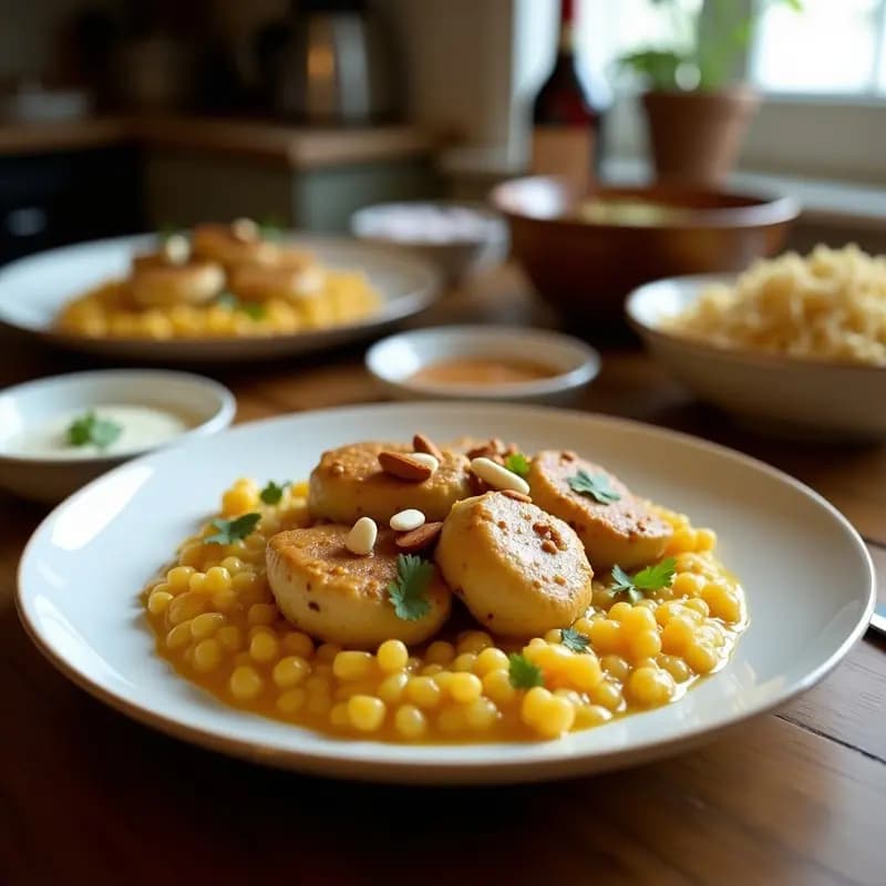 T korma de Pollo con almendras y crema de coco: Receta Pakistani Suave y Cremosa