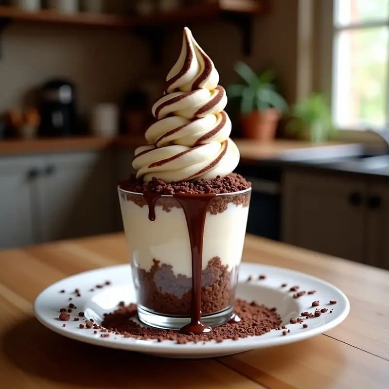 Tornado de Helado con Galleta de Chocolate y Sirope de Chocolate: Postre Gigante para Amantes del Frío