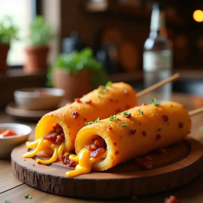 Tornado de Patatas con Bacon y Queso Cheddar Derretido: Aperitivo para Adictos al Queso