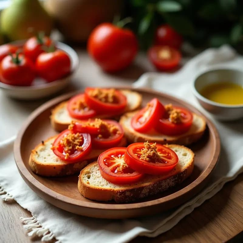 Torradas de Pan de Trigo Einkorn con Aceite de Oliva y Tomate: Receta Alemana del Neolítico