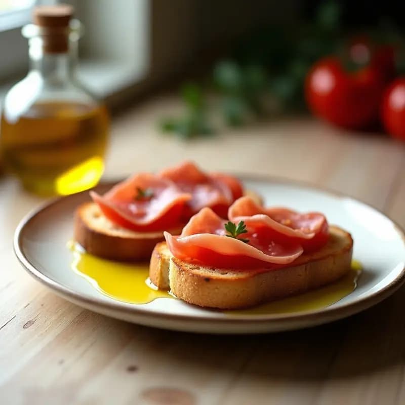 Torradas con tomate y jamón serrano: Desayuno catalán sencillo y delicioso