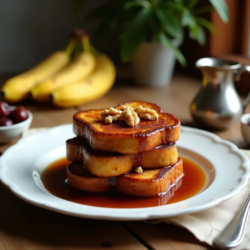 Torrejas de Pan de Plátano con Sirope de Dátiles: Desayuno Vegano Sin Azúcar