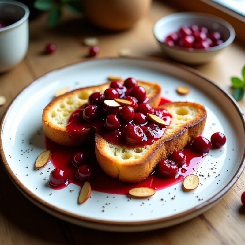 Torrijas de Pan de Centeno con Compota de Arándanos Rojos: Desayuno Sin Gluten y Sin Azúcar